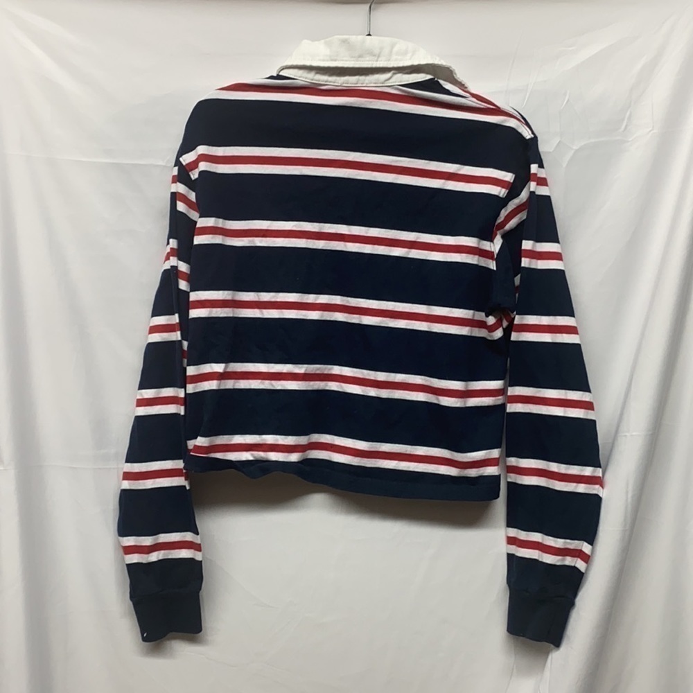 Brandy Melville Jonny Polo Crop Top Size Small One Size Navy Rugby Long Sleeve - Picture 5 of 5